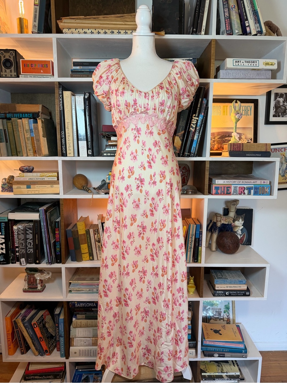 Doen Cream Maxi Dress with Pink Floral Print
